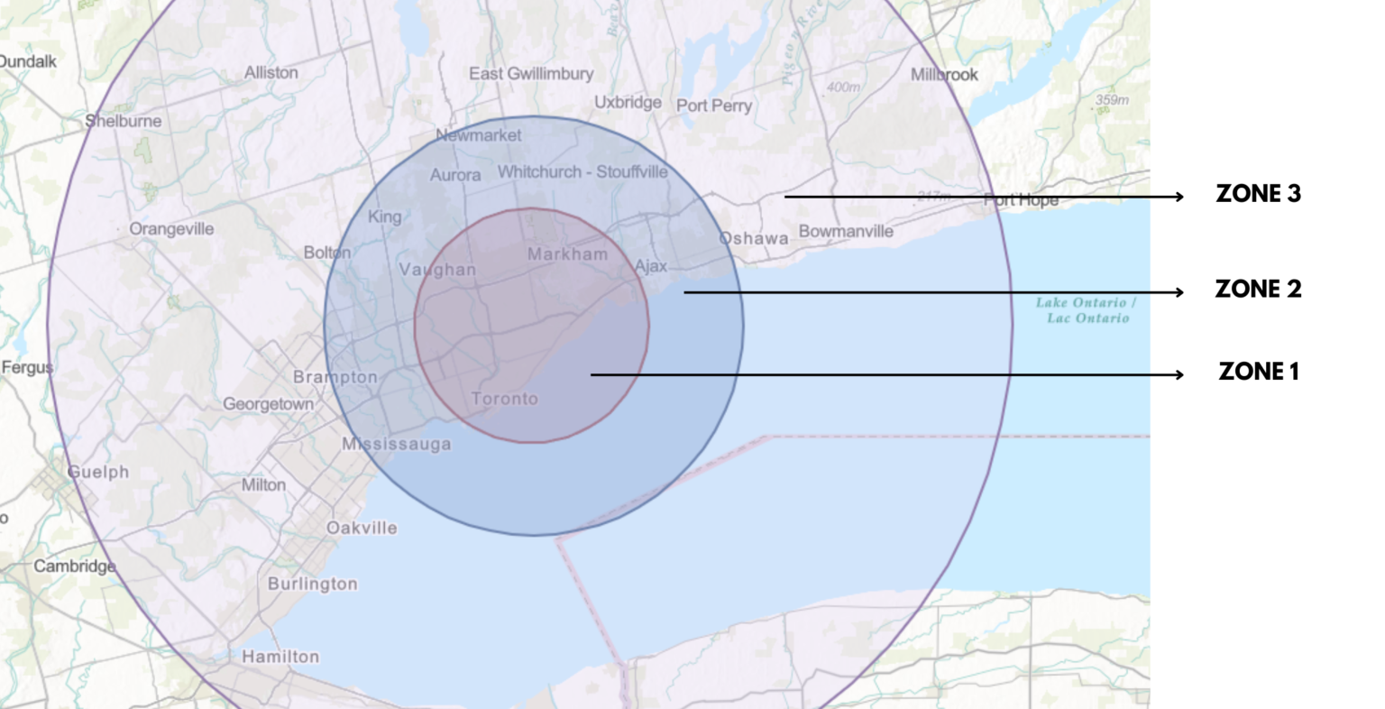 Toronto Party Company service area map